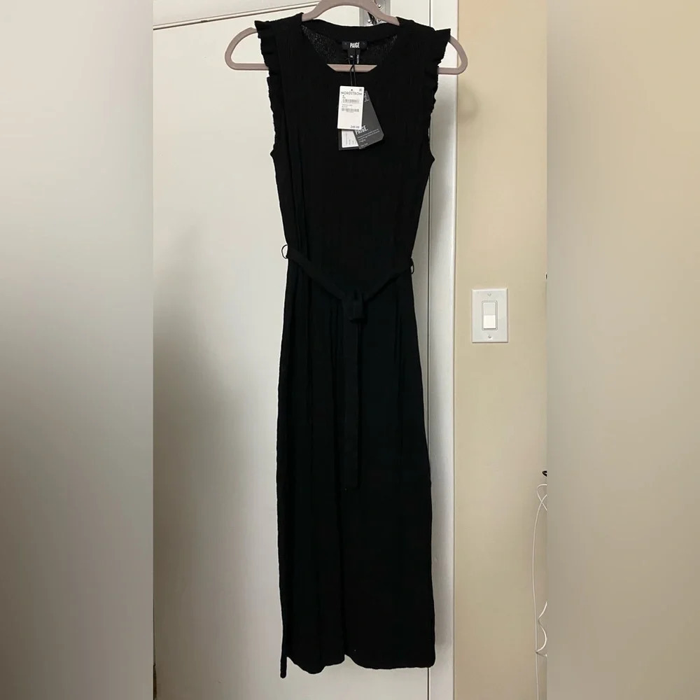 NWT Paige Black Pointelle Knit Sleeveless Midi Dress Size Medium - Picture 3 of 11